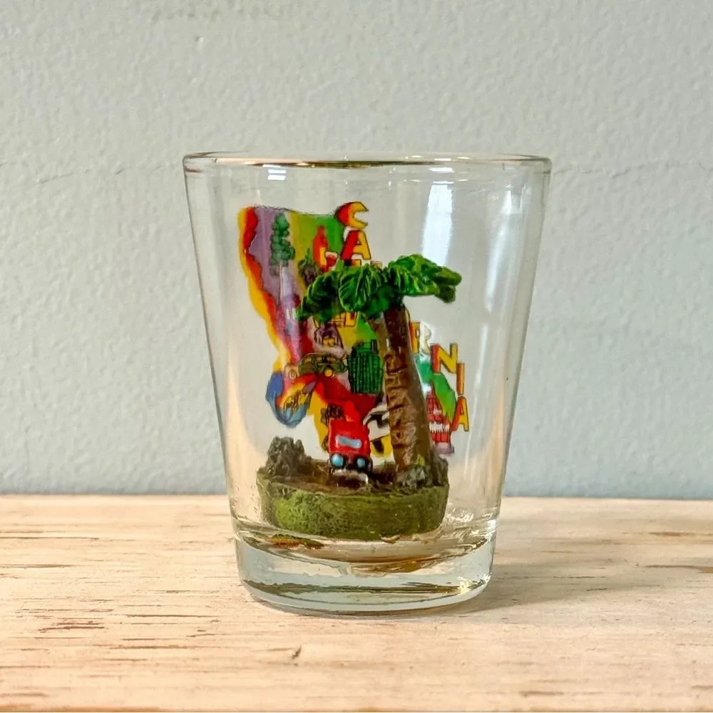 California Shot Glass Palm Tree Map | Souvenir Collectible Barware Novelty